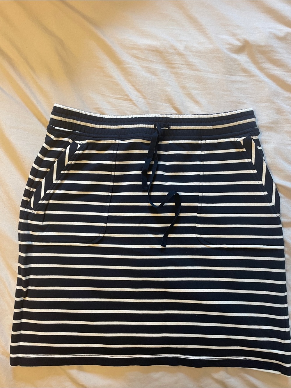 Dakini Navy and White Striped Drawstring Mini Skirt
